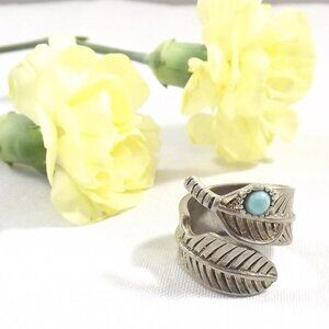 Vintage Feather and Turquoise Stone Ring